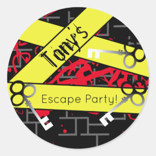 Escape Party Birthday Maze Keys Mystery Mix Ronde Sticker