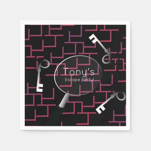 Escape Party Maze Keys voedt Napkins Servet (Voorkant)