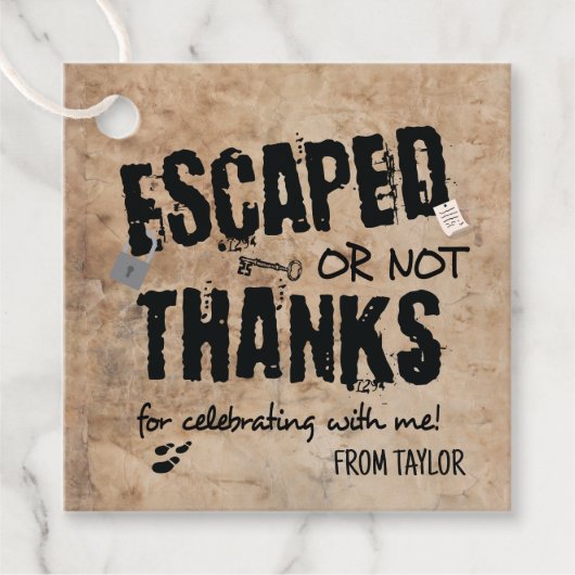 Escape Room Birthday Party Bedankt Bedankjes Labels (Voorkant)