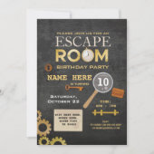 Escape Room Birthday Party Clues Invitation Spy Kaart (Voorkant)