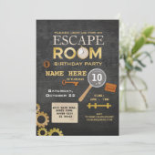 Escape Room Birthday Party Clues Invitation Spy Kaart (Staand voorkant)