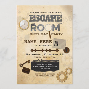 Escape Room Birthday Party Invitation Clubs Spy Kaart