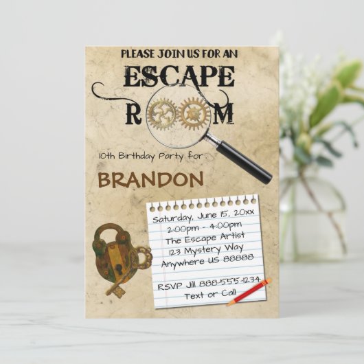 Escape Room Birthday Uitnodiging (Staand voorkant)