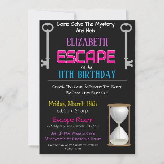 Escape Room Birthday Uitnodiging (Voorkant)