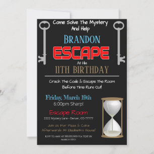 Escape Room Birthday Uitnodiging