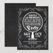 Escape Room, Chalkboard Birthday Party Kaart (Voorkant / Achterkant)