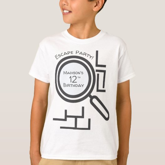 Escape Room Doolhof Feest Grijs Wit T-Shirt (Voorkant)