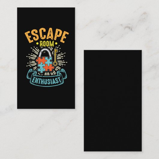 Escape Room Enthusiast Puzzle Game Adventure Visitekaartje (Voorkant / Achterkant)