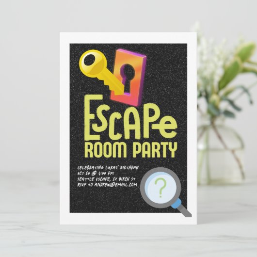 Escape Room Feest Kaart (Staand voorkant)