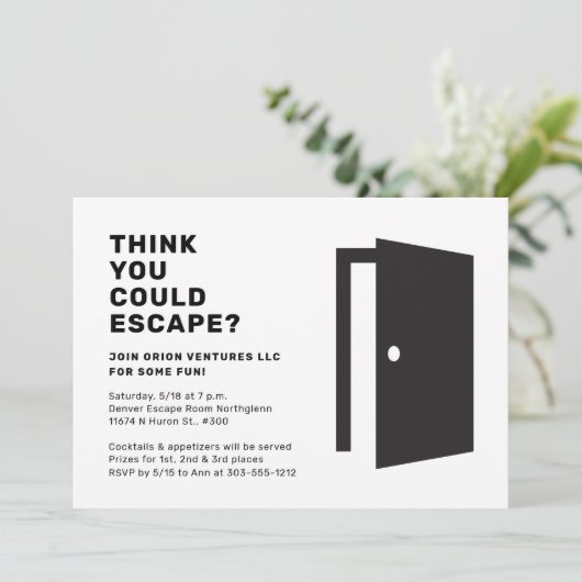 Escape Room Feest Kaart (Staand voorkant)