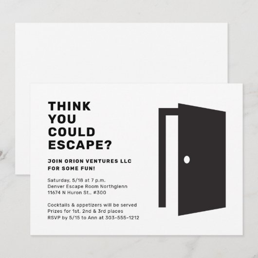 Escape Room Feest Kaart (Voorkant / Achterkant)