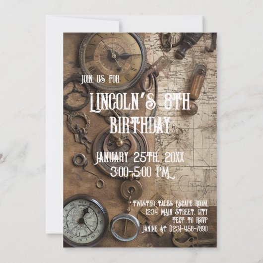 Escape Room Game Persoonlijke Birthday Party Kaart (Achterkant)