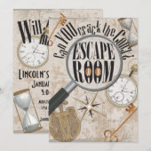Escape Room Game Persoonlijke Birthday Party Kaart (Voorkant / Achterkant)