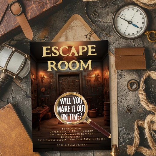 Escape Room Games Verjaardagsfeestje Kaart