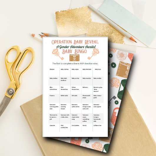 Escape Room Gender Reveal Baby Bingo Flyer