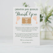 Escape Room Gender Reveal Baby shower Bedankkaart (Staand voorkant)