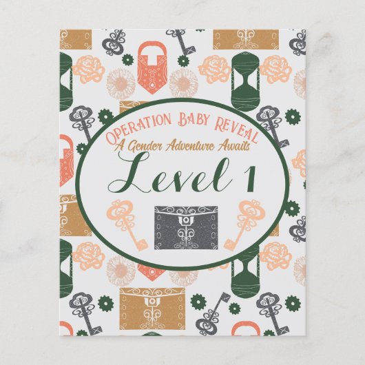 Escape Room Gender Reveal Baby shower Game Station Flyer (Voorkant)