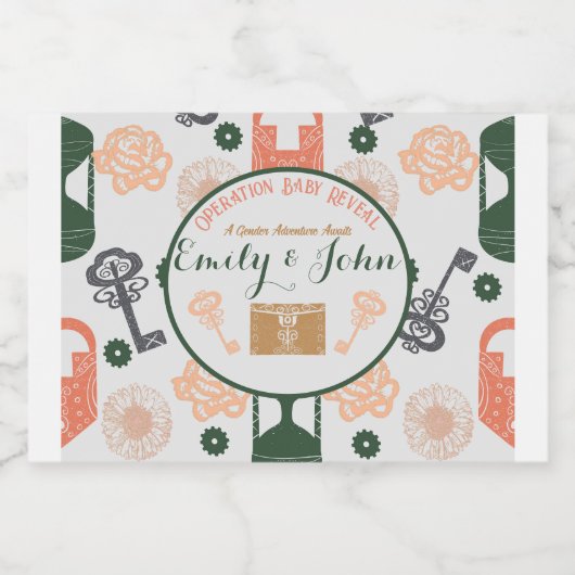 Escape Room Gender Reveal Baby shower Sparkling Wijnetiket (Enkel label)