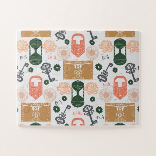 Escape Room Gender Reveal Baby shower spel Legpuzzel (Horizontaal)