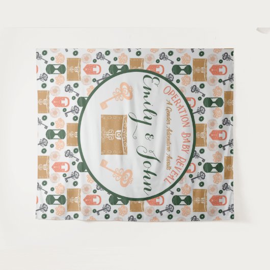 Escape Room Gender Reveal Baby shower Wandkleed (Voorkant (horizontaal))