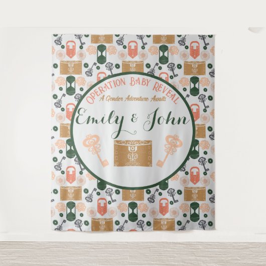 Escape Room Gender Reveal Baby shower Wandkleed (Voorkant)