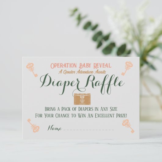 Escape Room Geslacht Reveal Luier Raffle Informatiekaartje (Staand voorkant)