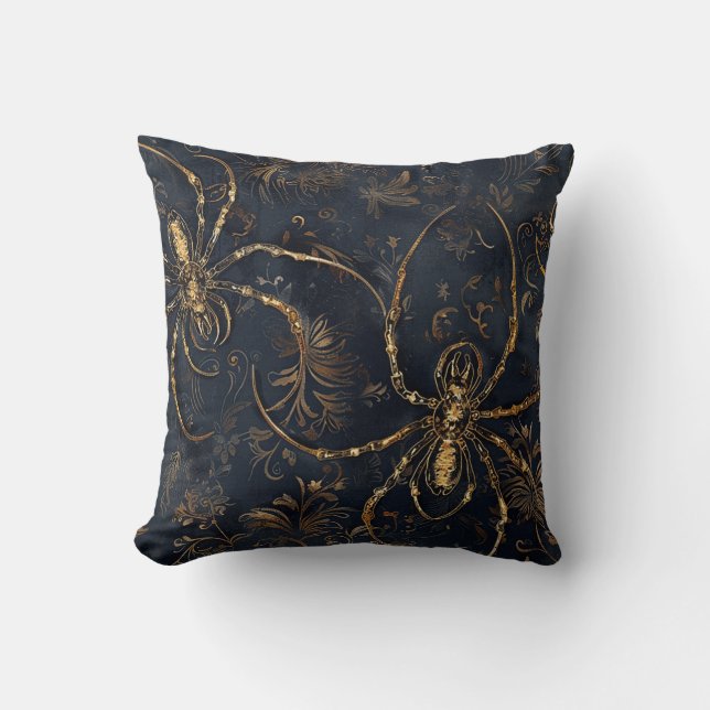 Escape Room Interieur Decor Gold Spider Donker Kussen (Voorkant)