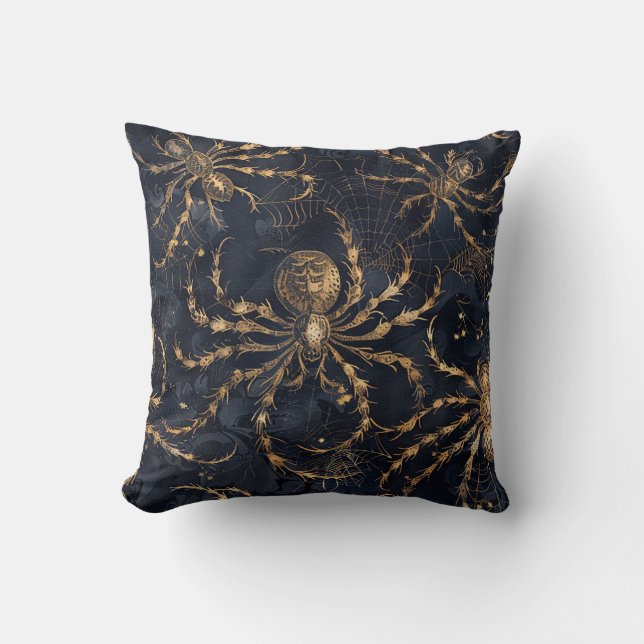 Escape Room Interieur Decor Gold Spider Donker Kussen (Voorkant)