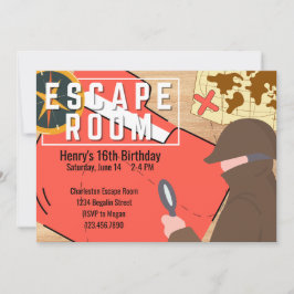 Escape Room Invitation Steampunk Mystery Birthday Kaart
