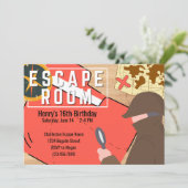 Escape Room Invitation Steampunk Mystery Birthday Kaart (Staand voorkant)