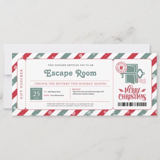 Escape Room Kerstcadeaubon Kaart (Voorkant)
