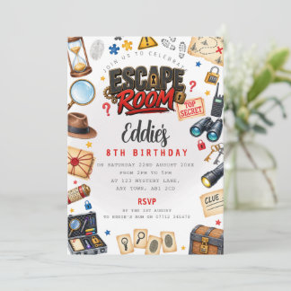 Escape Room Kinderen Verjaardagsfeest Uitnodiging