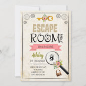 Escape room meisje uitnodiging (Voorkant)