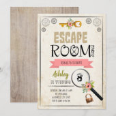 Escape room meisje uitnodiging (Voorkant / Achterkant)