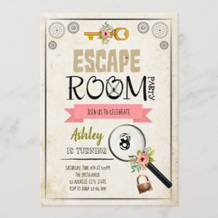 Escape room meisje uitnodiging