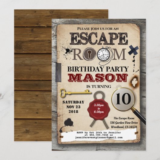 Escape room mysterie om dag van dag op dag op dag  kaart (Voorkant / Achterkant)