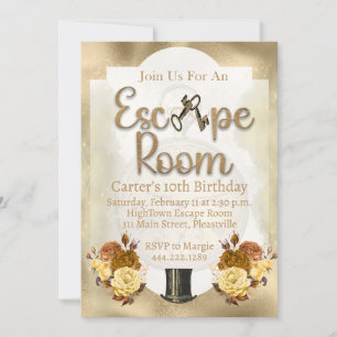 Escape Room Mystery Birthday Invitation Kinder Tee Kaart