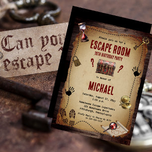Escape Room Mystery Birthday Party Kaart