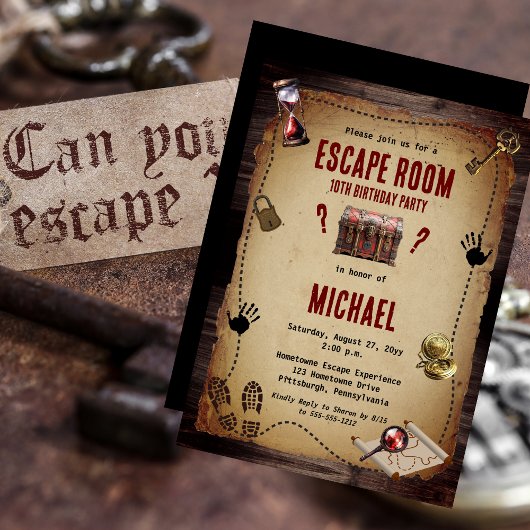 Escape Room Mystery Birthday Party Kaart
