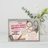 Escape Room Mystery Spy Girl Birthday Party Kaart (Staand voorkant)