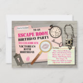 Escape Room Mystery Spy Girl Birthday Party Kaart (Voorkant)