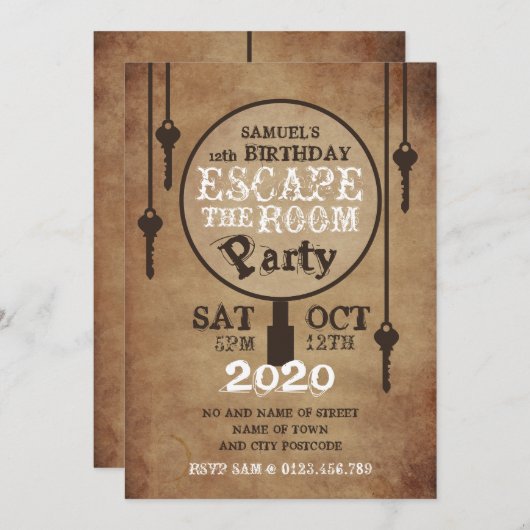 Escape Room,  papierfeest Kaart (Voorkant / Achterkant)