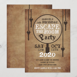 Escape Room, papierfeest Kaart