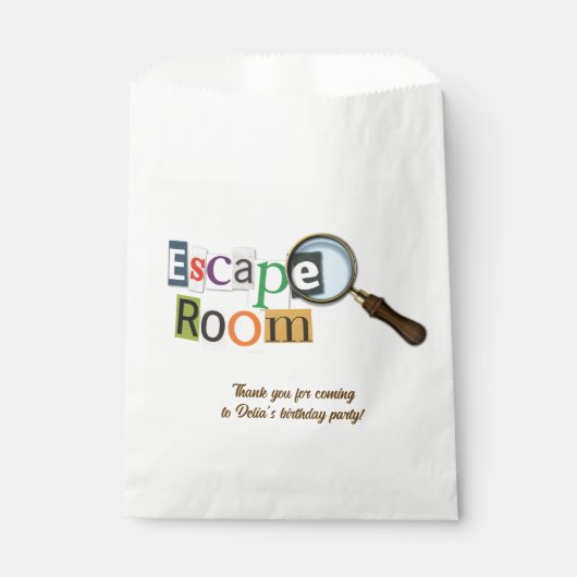 Escape Room Party Bedankzakje (Voorkant)