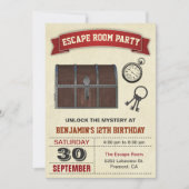 Escape Room Party Birthday Invitation Kaart (Voorkant)
