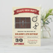 Escape Room Party Birthday Invitation Kaart (Staand voorkant)