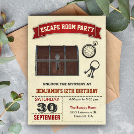  Escape Room Party Birthday Invitation Kaart