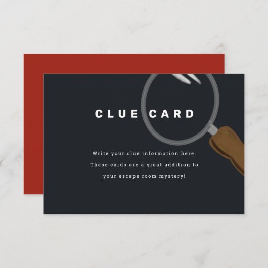 Escape Room Party Clue Kaart (Voorkant / Achterkant)