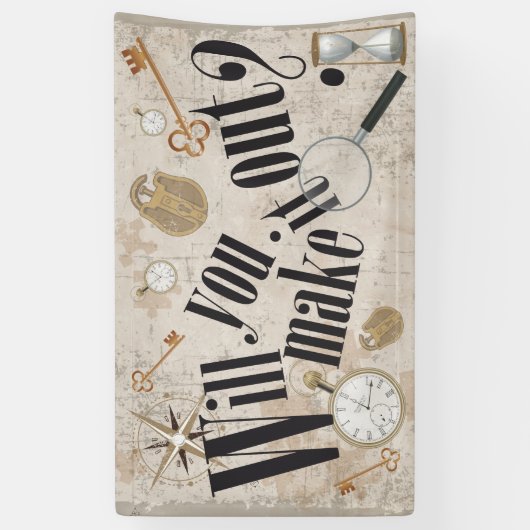 Escape Room Party - kom je er wel uit? Spandoek (Verticaal)