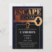 Escape Room Party Lock en Key Binary Code Zwart Kaart (Voorkant)